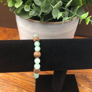 Green and Brown Beaded Stretch Bracelet